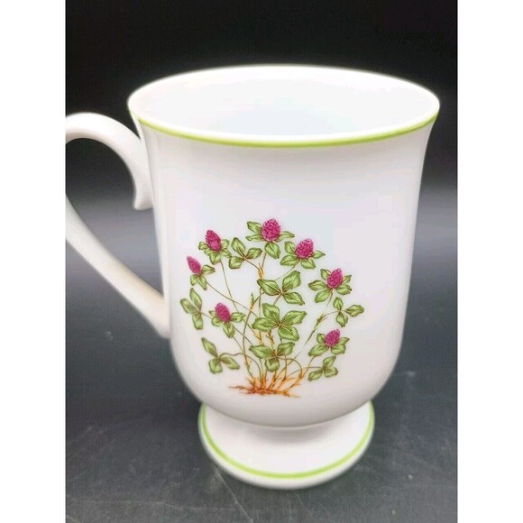 Royal Domino Pedestal Footed Mugs Clover Floral Spring Garden Japan Botanical - Picture 4 of 5